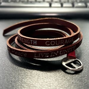 Leather Wrap Bracelet - Blue Ruby